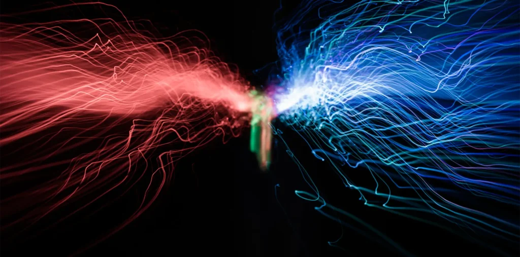 two branching paths merging into one central glowing point