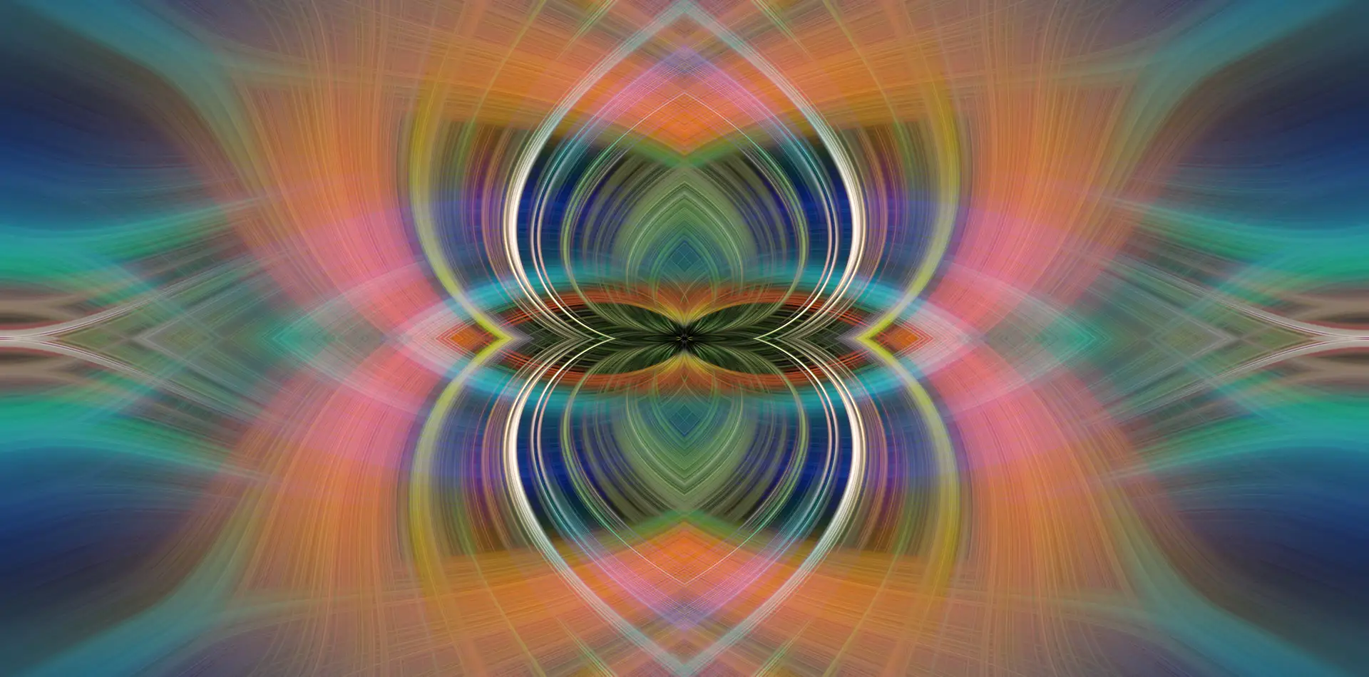 An abstract, glowing energy field depicting a colorful aura around a person.