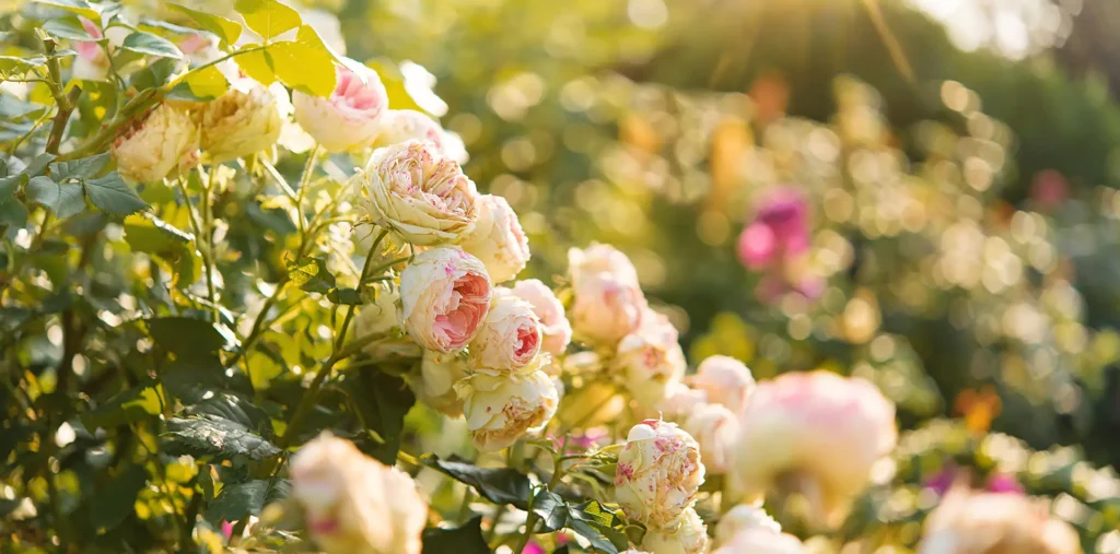 Colorful garden flowers blooming in warm sunlight, representing the natural magic of life and growth