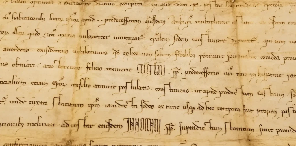 Ancient parchment scrolls by candlelight representing the epistles of Paul of Tarsus