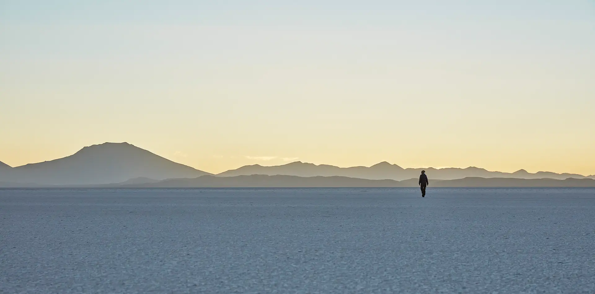 A solitary figure standing in a vast landscape bathed in warm golden light, representing a lifelong spiritual search for truth, love, and peace