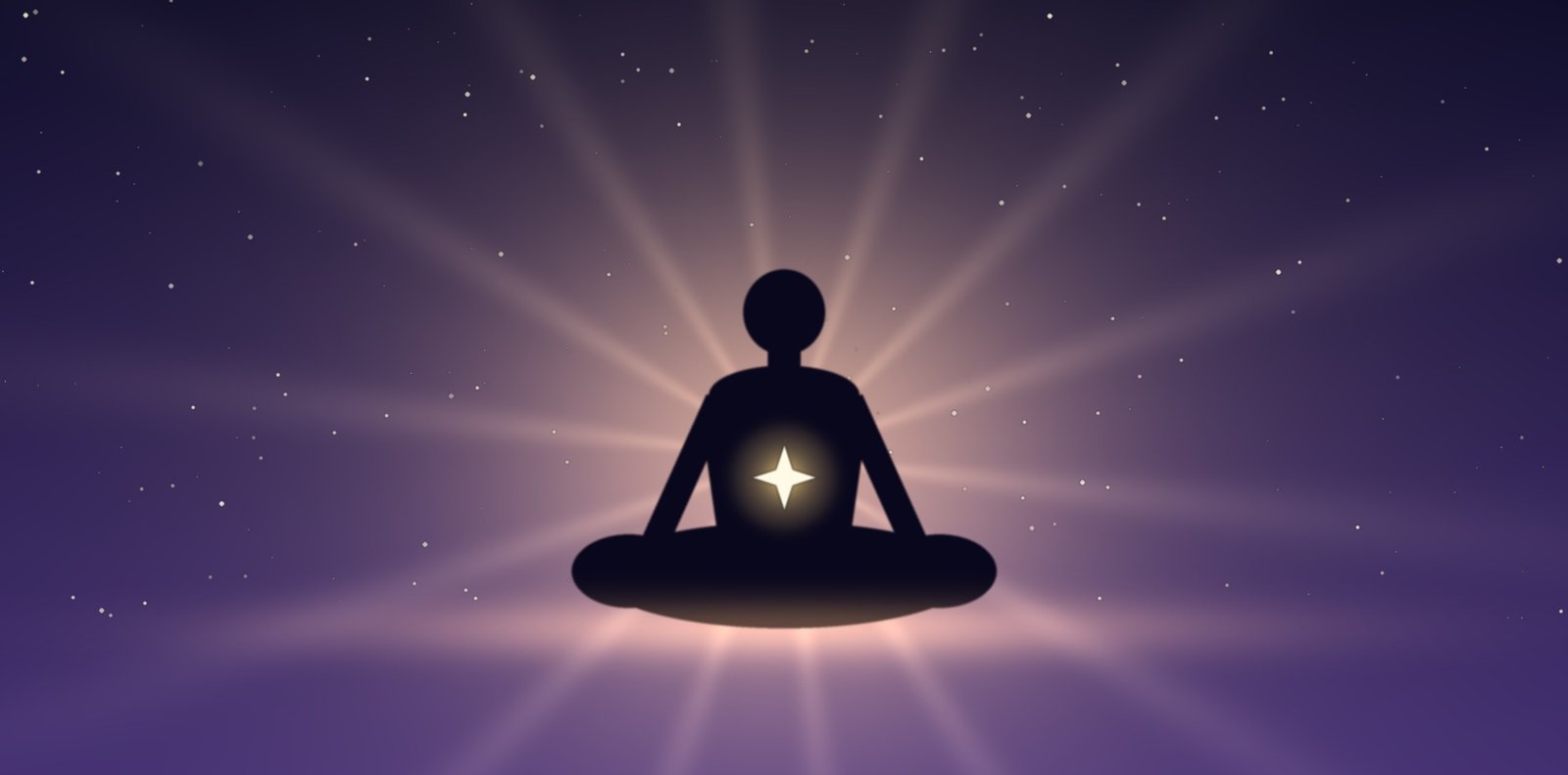 Person sitting in calm meditation with a soft golden glow at the center of the body